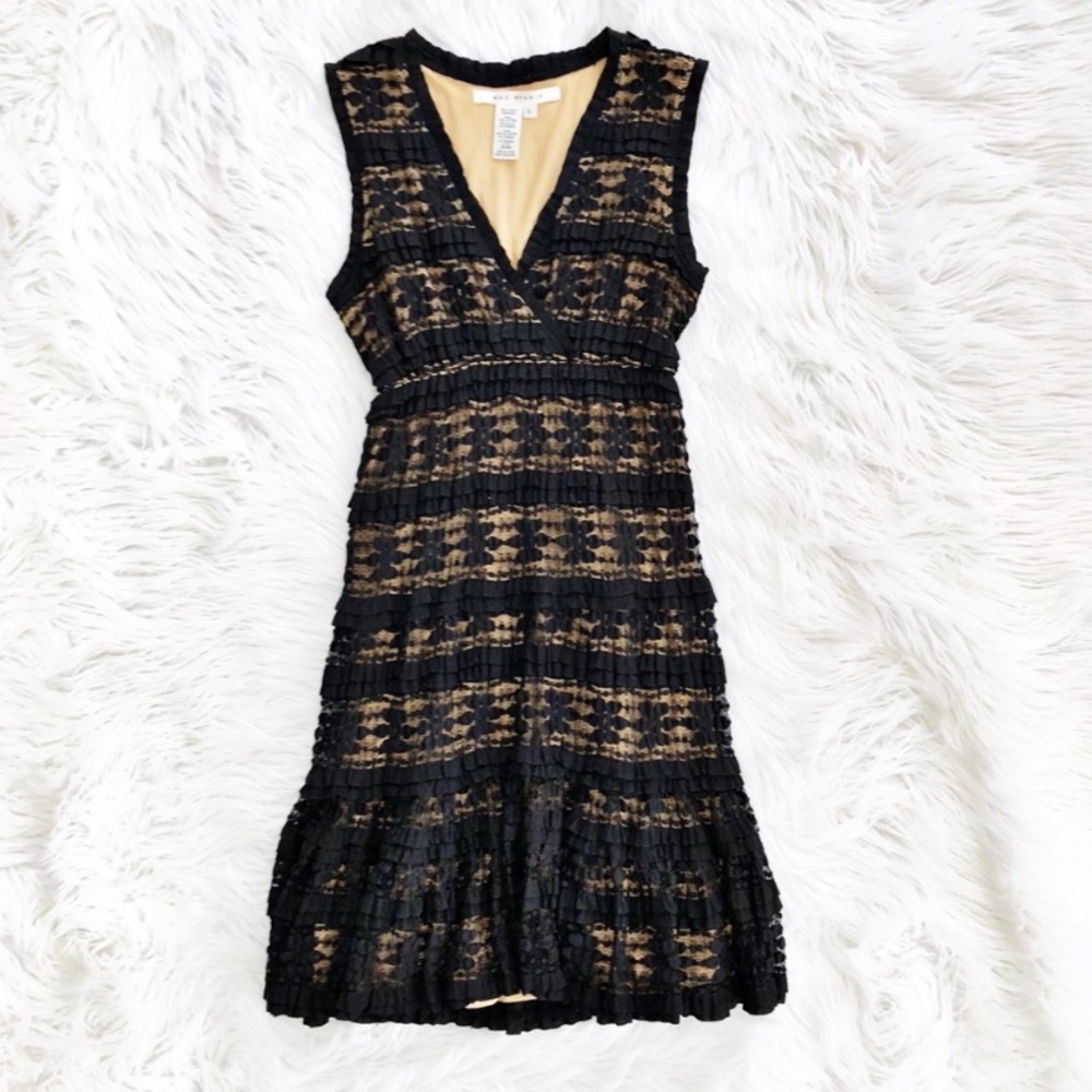 MSSP Black Lace Overlay V-neck Woman’s dress 1X